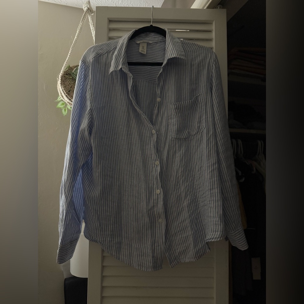 H&M Light Blue Striped Casual Shirt